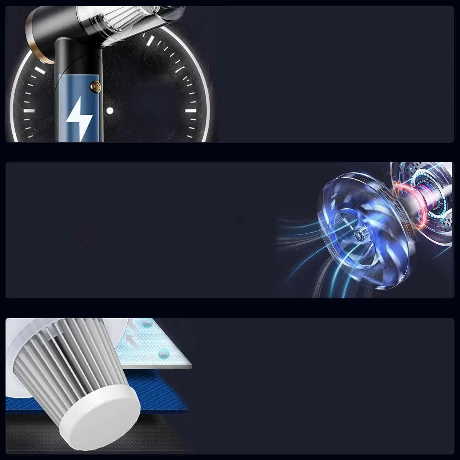 Vacuum Cleaner And Air Duster For Cars, Homes, Offices And Pets, High-power, Multi-nozzle Handheld Car Vacuum Cleaner. CJ Portable Car vacuum cleaner  SMARTGLO COLLECTIONS