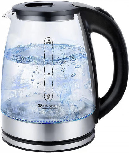 Electric Kettle Water Boiler, 1.8L Electric Tea Kettle, Wide Opening Hot Water Boiler With LED Light, Auto Shut-Off & Boil Dry Protection, Glass Black - SMARTGLO COLLECTIONS