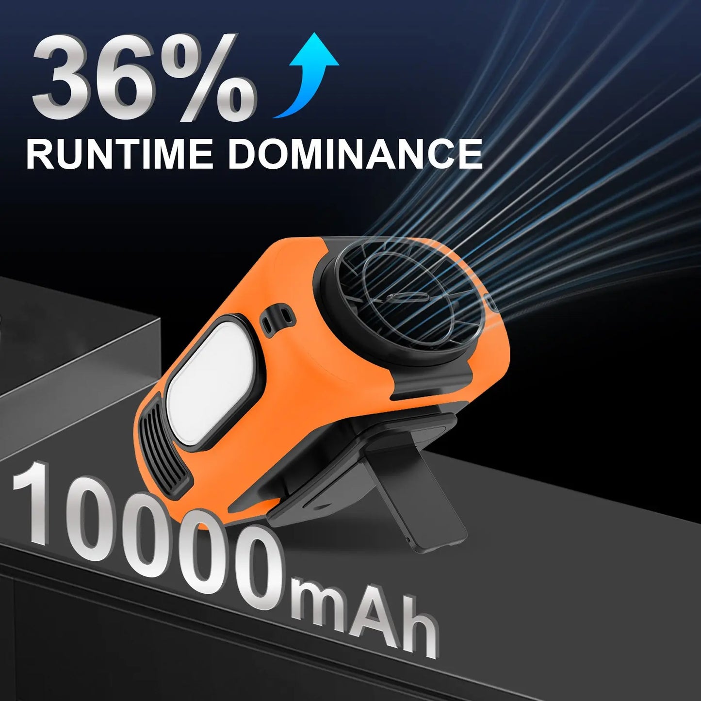 16, 000 Rpm 10000mAh Portable Waist Fan, Clip On Wearable Belt Personal Fan, Rechargeable Battery Powered, With 5 Speed Levels And A Flashlight, Suitable For Outdoor Camping And Traveling Orange CJ Air Condition  SMARTGLO COLLECTIONS